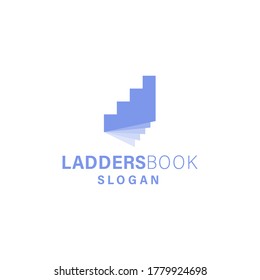 escalera con el logo del libro. Logotipos para aumentar el conocimiento del libro