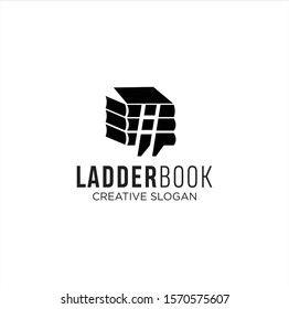 Ladder Book Logo Template  With a white background . Creative Book Logo Designs Inspiration
