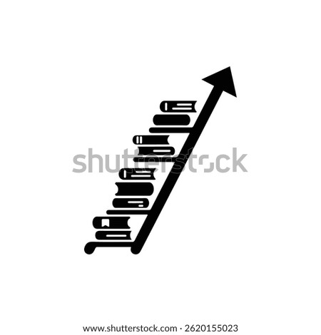 Ladder with Books Stacked on Each Step Representing Learning and Elevation