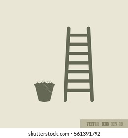 ladder and a bucket of cherries vector icon
