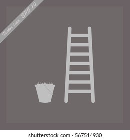 ladder and a bucket of cherries vector icon