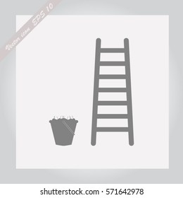 ladder and a bucket of cherries vector icon
