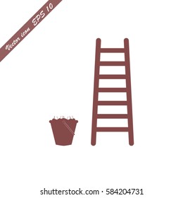 ladder and a bucket of cherries vector icon
