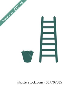 ladder and a bucket of cherries vector icon