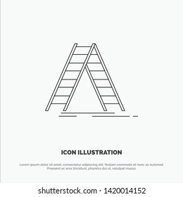Ladder, Building, Construction, Repair Line Icon Vector