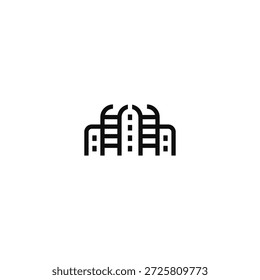 Combinación del logotipo del edificio de la escalera, Ilustración vectorial.