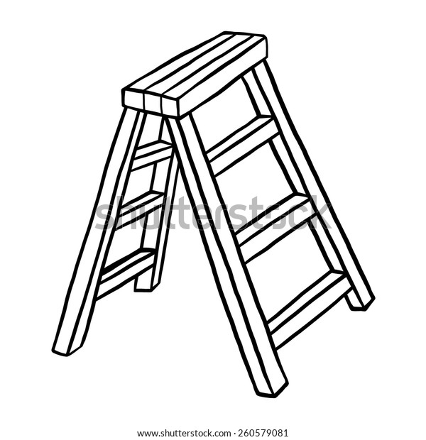 Ladder Cartoon Vector Illustration Black White Stock Vector (Royalty ...