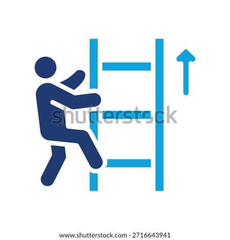 Ladder Climbing Icon Mixed Vector Illustration