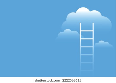 ladder climbs up to the sky with cloud concept background 