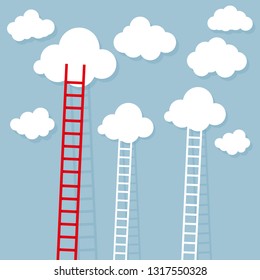 Ladder from cloud. Goal setting concept background