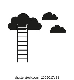 Ladder to cloud icon. Dream concept. Vector silhouette. Minimalistic design.