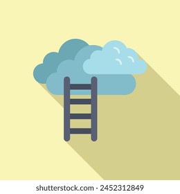 Ladder to cloud icon flat vector. Success goal. Moving up strategy