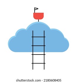 ladder to cloud icon on white background