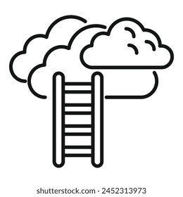 Ladder to cloud icon outline vector. Success goal. Moving up strategy