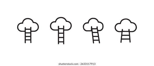 Iconos de escalera a nube que representan el Vector de sueños y ambiciones