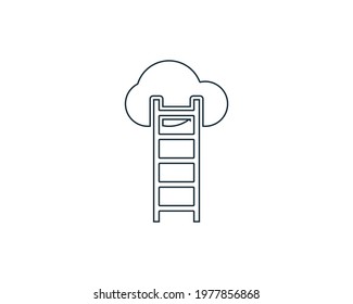Ladder and Cloud Line Art Icon Design Template Elements
