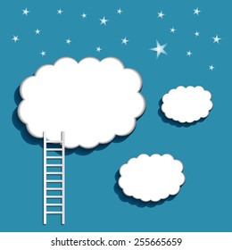 Ladder to cloud on dark blue background. Vector