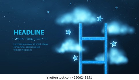 Ladder in clouds. Career growth, innovation development, creative job, career of dream, stairs to success, business goals, achieve dream, challenge concept