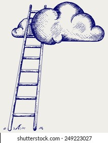 De tierra a nubes. Concepto de competencia. Estilo Doodle