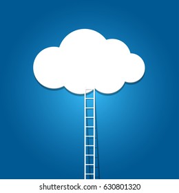 ladder to the clouds on blue background.