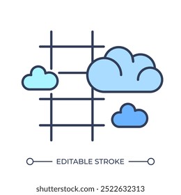 Ladder and clouds RGB color icon. Symbolizing aspiration and growth. Opportunity pursuit. Dreams and inspiration. Isolated vector illustration. Simple filled line drawing. Editable stroke