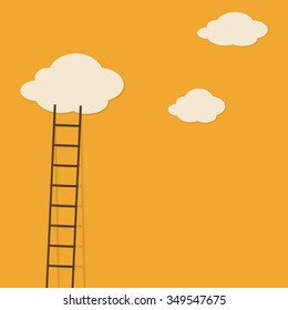 Ladder to clouds. Vector minimalistic design competition concept