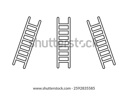 ladder concept line icon collections. ladder concept outline symbol design. ladder icon vector. Wood step. ladder Stair up icon set. Simple element illustration.
