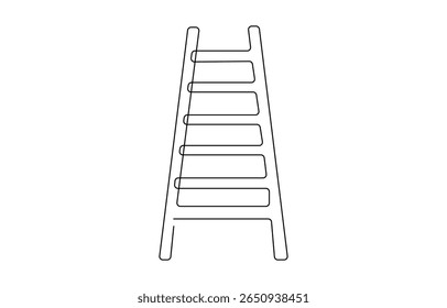 Ladder continuous one line drawing vector illustration. Pro vector, Set of stepladder, steps, construction ladder one line art, Single line drawing of repair, professional, hand, people, concept. 