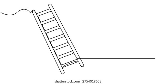  ladder continuous one line drawing, Minimalist continuous one line art illustration featuring a ladder vector illustration. 