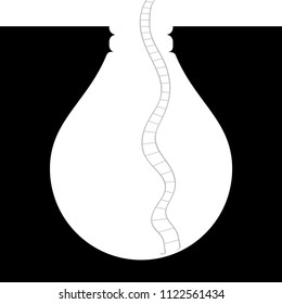 Ladder in deep trap,The trap is in the shape of a light bulb.	