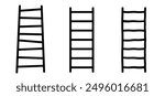 Ladder up or down. Stair ladder, step for success. Ladder with step construction staircase. Painter ladder. concept plan for business.  Household or work tools.