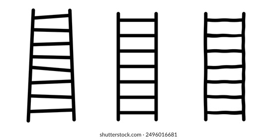 Escalera arriba o abajo. Escalera de escalera, paso para el éxito. Escalera con escalera de construcción escalonada. Escalera del pintor. Plan del concepto para el negocio.  Herramientas domésticas o de trabajo.