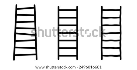 Ladder up or down. Stair ladder, step for success. Ladder with step construction staircase. Painter ladder. concept plan for business.  Household or work tools.