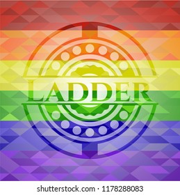Ladder emblem on mosaic background with the colors of the LGBT flag