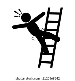 Ladder Fall Hazard Icon Isolated