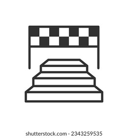 Ladder with finish flag, linear icon. Line with editable stroke