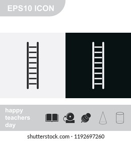 Ladder flat black and white vector icon.