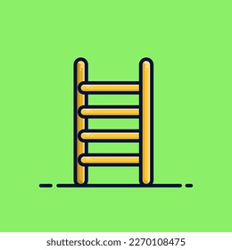Ladder Flat Cartoon Icon. Ladder Logo Concept Isolated Premium Vector Illustration