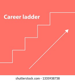 
Ladder in the form of a thin line going up with an arrow. Top inscription career ladder. Minimalism.
