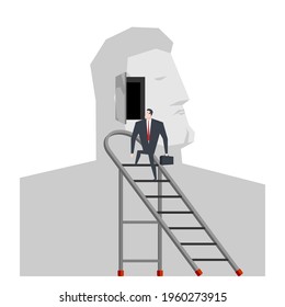 Ladder to head. Self-knowledge concept. Open in my head