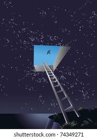 Ladder to Heaven Vector Illustration