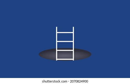 Ladder up from the hole, Success business, Concept inspiration business