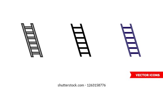 Ladder icon of 3 types: color, black and white, outline. Isolated vector sign symbol.