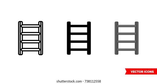 Ladder icon of 3 types: color, black and white, outline. Isolated vector sign symbol.