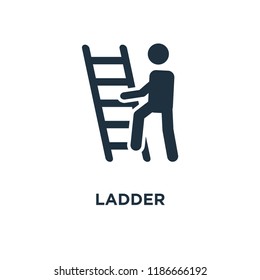 Ladder icon. Black filled vector illustration. Ladder symbol on white background. Can be used in web and mobile.