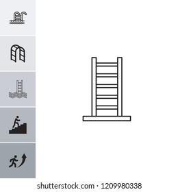 Ladder icon. collection of 6 ladder filled and outline icons such as man climbing stairs. editable ladder icons for web and mobile.
