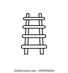 ladder icon in flat black line style, isolated on white background 