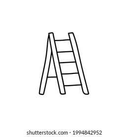ladder icon in flat black line style, isolated on white background 