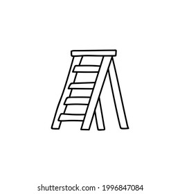 ladder icon in flat black line style, isolated on white background 