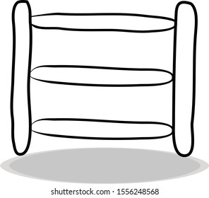 Ladder icon, flat design, hand drawing. Illustration stepladder, contour of symbol black